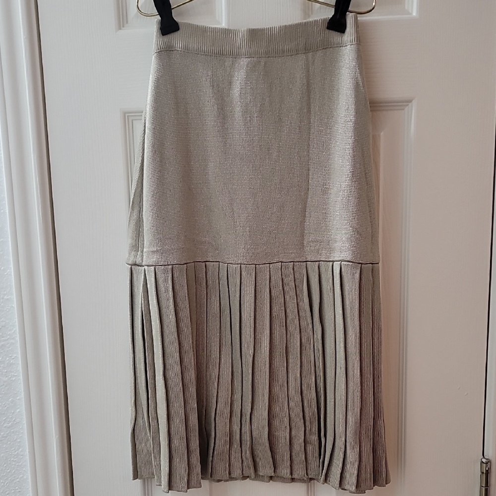 Dana Buchman Beige Metallic A-Line Skirt Sz Small Nwot